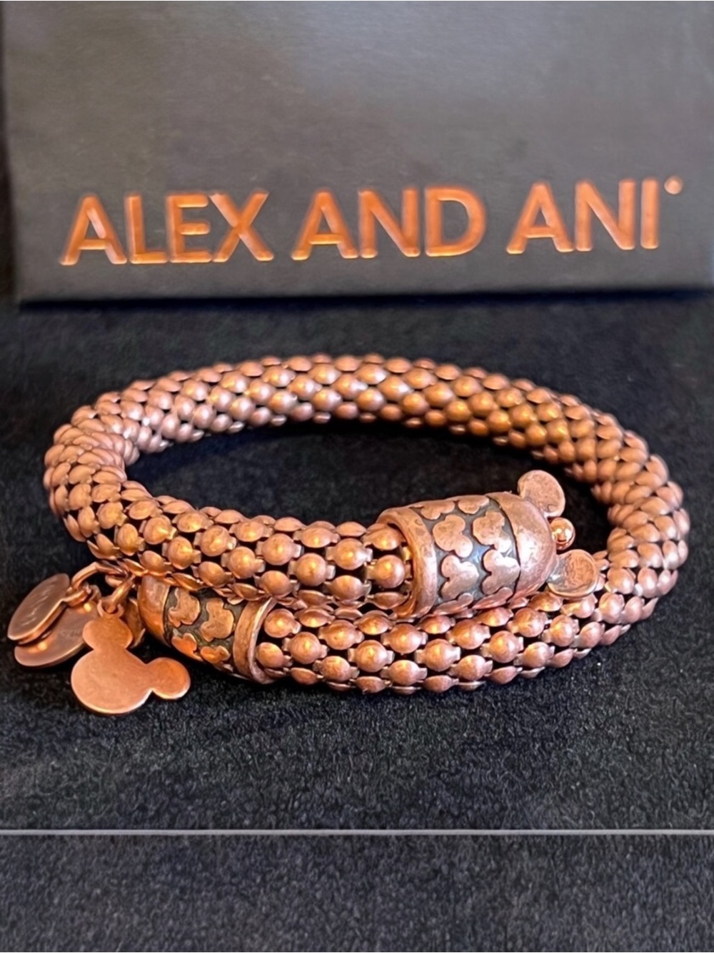 Alex & Ani Disney Parks Gift of Wisdom Mickey Mouse Rose Gold Wrap Bracelet EUC